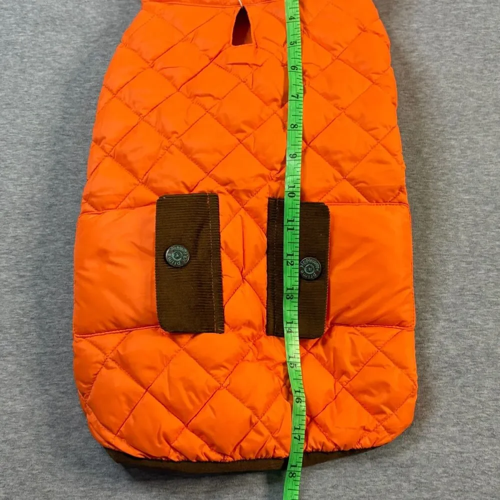 QUEEICE Dog Down Coat Jacket Orange Quilted Warm Size Large NWT Pockets